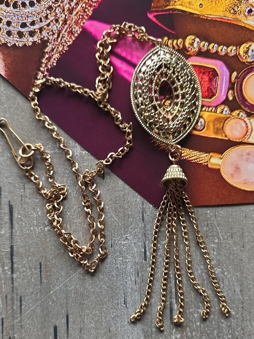 Gold Tassel Pendant Necklace - Unbranded